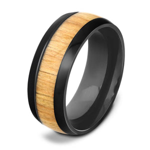 Genuine Mahogany wood inlay stainless steel ring wooding ring wooden wedding rings for Men