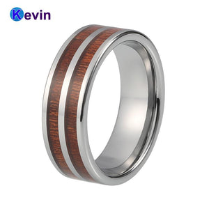 Best seller red wood inlay tungsten ring for men high quality