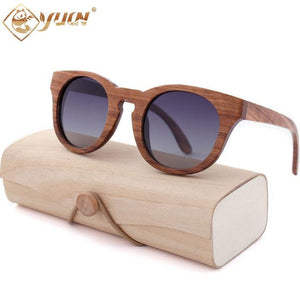 YUW's Classic Wooden Frame Sunglass Women Brand Designer Polarized Sun Glasses Spring Metal Hinges #9104