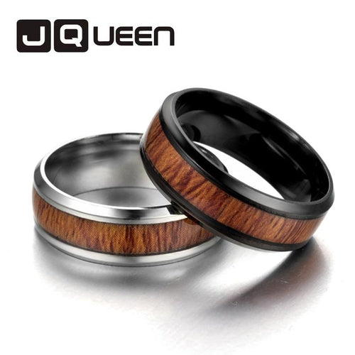 New Arrival Jewelry Men's Rings 8MM Stainless Steel Wood Grain Ring Vintage Titanium Steel Ring