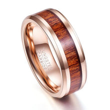New Arrival Rose Gold Wood Grain 8mm Width Men Rings Tungsten Carbide Anillos para hombres Fashion Jewelry