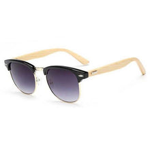 New Fashion Casual Retro Wood Bamboo Sunglasses Men Women Brand Designer club Gold Mirror oculos de sol Half moon glasses 1505